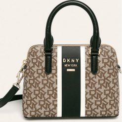 Dkny - Torebka skórzana. Pomarańczowe listonoszki damskie DKNY, w paski, ze skóry, na ramię, małe, bez dodatków. W wyprzedaży za 599,90 zł.
