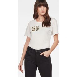 G-Star Raw - Top. Brązowe bluzki damskie G-Star RAW, s, z nadrukiem, z bawełny, z okrągłym kołnierzem. W wyprzedaży za 89,90 zł.