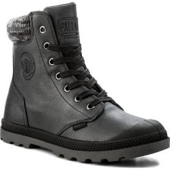 Trapery PALLADIUM - Pampa Hi Knit Lp 95172-036-M Black/Forged Iron. Szare trapery damskie Palladium, ze skóry, klasyczne, bez obcasa, bez zapięcia. W wyprzedaży za 289,00 zł.