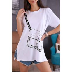 T-shirt damski SALESIA WHITE. Białe bluzki damskie IVET, bez wzorów, bez kołnierzyka. W wyprzedaży za 39,00 zł.