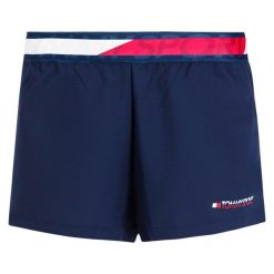 Szorty sportowe Tommy Sport Tape Detail S10S100273. Niebieskie spodnie damskie Tommy Sport, s. W wyprzedaży za 149,00 zł.