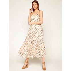 Sukienka letnia Marella KENESHA SNEED Girl 22210102. Brązowe sukienki damskie Marella, na lato, bez wzorów, z bawełny, bez kołnierzyka, bez rękawów. W wyprzedaży za 1049,00 zł.