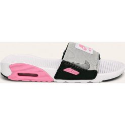 Nike - Klapki Air Max 90. Białe klapki damskie Nike, bez wzorów, ze skóry, bez obcasa, na obcasie. Za 319,90 zł.