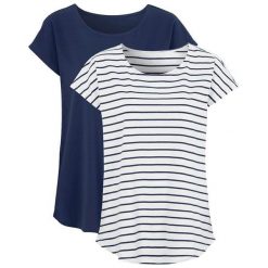 Cellbes T-shirt w dwupaku 2 Pack granatowy biały female niebieski/biały 34/36. Niebieskie bluzki damskie Cellbes, m, w paski, z dżerseju, biznesowe, z okrągłym kołnierzem, z krótkim rękawem. Za 99,00 zł.