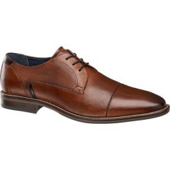 Półbuty męskie AM SHOE brązowe. Pomarańczowe buty wizytowe męskie AM SHOE, bez wzorów, ze skóry, na sznurówki. Za 179,90 zł.