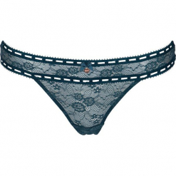 Stringi "Clara" w kolorze szmaragdowozielonym. Białe stringi marki LASCANA, w koronkowe wzory, z koronki. W wyprzedaży za 36,95 zł.