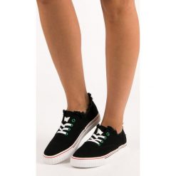 Tenisówki damskie: Wiązane trampki fashion L&H czarne