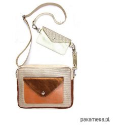 Torebka Double Bag zlota plecionka brązy złoto. Żółte torebki klasyczne damskie Pakamera, ze skóry. Za 479,00 zł.