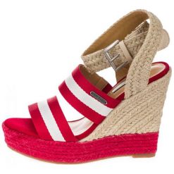Pepe Jeans Sandały Damskie Ohara Tape 37 Czerwone. Czerwone sandały damskie Pepe Jeans, bez wzorów, z jeansu, na wysokim obcasie, bez zapięcia. Za 389,00 zł.
