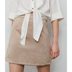 Spódnica mini - Beżowy. Brązowe spódniczki damskie Reserved, s, bez wzorów, mini. Za 69,99 zł.