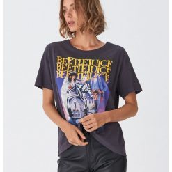 Koszulka z nadrukiem Beetlejuice - Szary. Szare bluzki damskie House, s, z nadrukiem, bez kołnierzyka, bez rękawów. Za 49,99 zł.