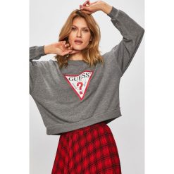 Guess Jeans - Bluza. Białe bluzy damskie Guess Jeans, s, z nadrukiem, z bawełny, bez rękawów, bez kaptura. W wyprzedaży za 199,90 zł.