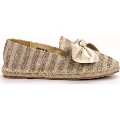 Brązowe Espadryle Z Brokatem VICES. Pomarańczowe espadryle damskie vices, z aplikacjami, z tworzywa sztucznego, na wysokim obcasie. Za 99,00 zł.