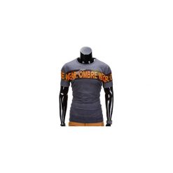 T-shirt męski z nadrukiem S842 - grafitowy. Szare t-shirty męskie Ombre Clothing, s, z nadrukiem, bez kołnierzyka. Za 24,99 zł.