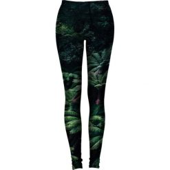 Legginsy: Legginsy w kolorze ciemnozielonym ze wzorem