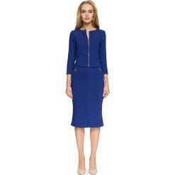 COLETTE Krótki żakiet z zameczkami na podszewce - chabrowy. Niebieskie żakiety damskie Stylove, s, bez wzorów, z jeansu. Za 169,00 zł.