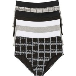 Figi z wysoką talią (4 pary), bawełna organiczna bonprix czarno-jasnoszary melanż z nadrukiem. Czarne figi bonprix, melanż, z bawełny. Za 55,96 zł.