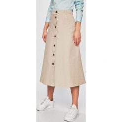 Tommy Hilfiger - Spódnica. Brązowe spódniczki damskie TOMMY HILFIGER, na co dzień, bez wzorów, z elastanu, casualowe, midi, rozkloszowane. W wyprzedaży za 329,90 zł.