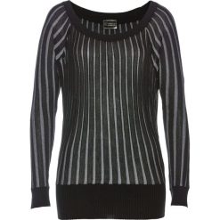 Sweter bonprix czarno-antracytowy. Czarne swetry damskie bonprix, bez wzorów, bez rękawów, bez kaptura. Za 109,99 zł.