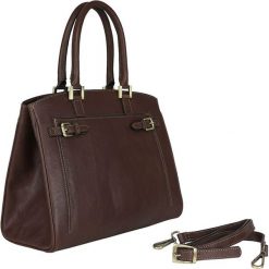 Torebki klasyczne damskie: Skórzana torebka w kolorze ciemnobrązowym – 34 x 28 x 16 cm