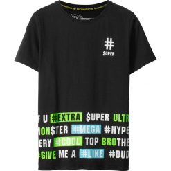 T-shirt bonprix czarny z nadrukiem. Czarne t-shirty chłopięce bonprix, z nadrukiem, bez rękawów. Za 29,99 zł.