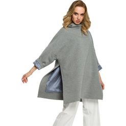 Bluza - szara. Szare bluzy damskie Moe, s, w kratkę, z elastanu, bez rękawów, bez kaptura. Za 199,00 zł.