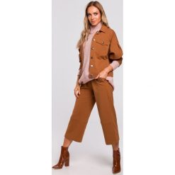 Kurtka bomberka na jesień karmelowa - 2xl/3xl. Kurtki damskie e-margeritka.pl, na jesień, s, bez wzorów, z bawełny, eleganckie, długie, bez kaptura. Za 199,99 zł.