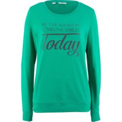 Bluza dresowa bonprix szmaragdowy z nadrukiem. Zielone bluzy z nadrukiem damskie bonprix, z dresówki. Za 34,99 zł.
