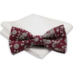 Modna Mucha Męska - Alties - Czerwień, Biały Wzór w Kwiaty MUALTS0194. Czerwone muszki męskie Alties, w paski, eleganckie. Za 39,00 zł.