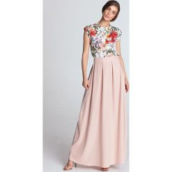 Spódnica maxi elegancka różowa - 44. Różowe spódniczki damskie e-margeritka.pl, na lato, s, bez wzorów, z poliesteru, eleganckie, z długim rękawem, długie, bez kaptura. Za 158,99 zł.