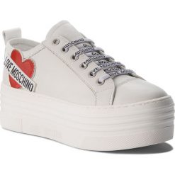 Sneakersy LOVE MOSCHINO - JA15056G16IB0100 Bianco. Białe sneakersy damskie Love Moschino, z materiału. Za 929,00 zł.