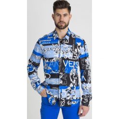 KOSZULA VERSACE JEANS. Czarne koszule męskie Versace Jeans, m, bez wzorów, z bawełny, klasyczne, z klasycznym kołnierzykiem, bez rękawów. Za 617,40 zł.