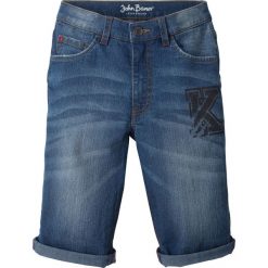 Bermudy dżinsowe chłopięce bonprix niebieski "stone”. Niebieskie spodnie chłopięce bonprix, z nadrukiem, z jeansu. Za 69,99 zł.