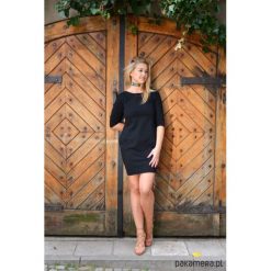 Sukienka taliowana z kieszeniami czarna. Czarne sukienki damskie marki Pakamera, do pracy, bez wzorów, z dresówki, biznesowe, bez kołnierzyka, bez rękawów, mini. Za 79,00 zł.