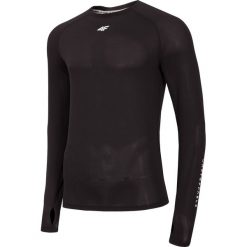 Longsleeve do biegania męski TSMLF200 - głęboka czerń. Czarne koszulki męskie termoaktywne 4f, m, bez wzorów, z materiału, bez kołnierzyka, długie. W wyprzedaży za 99,99 zł.