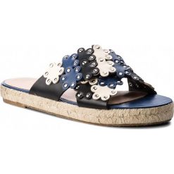 Espadryle RED VALENTINO - PQ0S0A62 Cobalto/Avorio/Nero G6T. Niebieskie espadryle damskie Red Valentino, z aplikacjami, ze skóry, bez obcasa. W wyprzedaży za 899,00 zł.