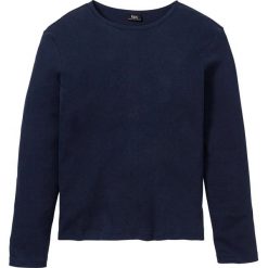 Shirt basic w prążek, długi rękaw bonprix ciemnoniebieski. Niebieskie koszulki męskie bonprix, s, bez wzorów, bez kołnierzyka, z długim rękawem, długie. Za 37,99 zł.
