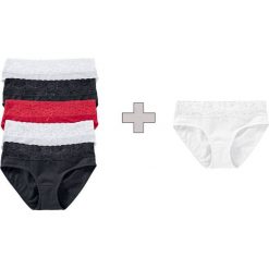Figi bonprix czarno-biało-czerwony. Czarne majtki damskie bonprix, z koronki. Za 47,94 zł.