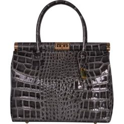 Torebki klasyczne damskie: Skórzana torebka „Justine” w kolorze szarym – 33 x 26 x 16 cm