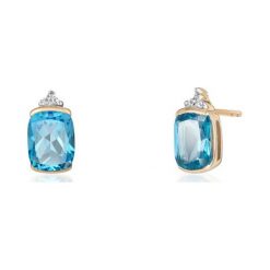 Piękne Kolczyki Złote - złoto żółte 375, Topaz swiss blue. Niebieskie kolczyki damskie marki W.KRUK, z topazem, złote. Za 1290,00 zł.