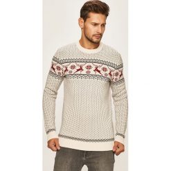 Selected - Sweter. Białe swetry męskie Selected, xl, bez wzorów, z bawełny, z okrągłym kołnierzem, bez kaptura. W wyprzedaży za 179,90 zł.