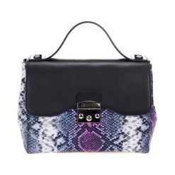 Torebki klasyczne damskie: Skórzana torebka w kolorze czarno-niebieskim – (S)28 x (W)29 x (G)15 cm