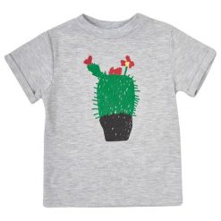 Garnamama Koszulka Dziecięca Z Kaktusem 116 Szara. Szare t-shirty chłopięce Garnamama, bez wzorów, z bawełny, bez rękawów. W wyprzedaży za 24,00 zł.