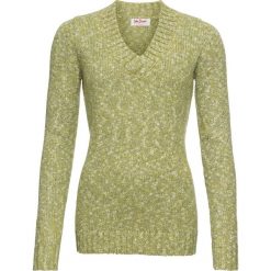 Sweter z dekoltem w serek bonprix zielony melanż. Zielone swetry klasyczne damskie bonprix, z dekoltem w serek. Za 59,99 zł.