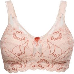 Biustonosz odciążający bez fiszbinów bonprix pudrowo-rabarbarowy. Brązowe biustonosze bonprix, bez wzorów, z koronki. Za 64,99 zł.