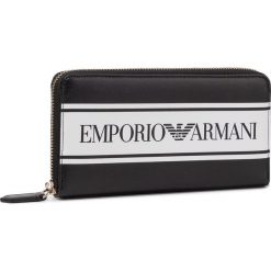 Duży Portfel Damski EMPORIO ARMANI - Y3H168 YFG7A 88007 Black/White. Czarne portfele damskie Emporio Armani, bez wzorów, ze skóry ekologicznej. W wyprzedaży za 429,00 zł.