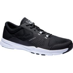Buty fitness cardio 100 męskie. Czarne buty sportowe męskie DOMYOS, z poliesteru, bez zapięcia, na fitness i siłownię. Za 74,99 zł.