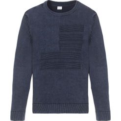 Sweter z efektem wytarcia bonprix ciemnoniebieski. Niebieskie swetry męskie bonprix, s, bez wzorów, z bawełny, bez kołnierzyka, bez kaptura. Za 109,99 zł.