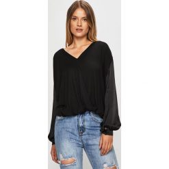 Answear - Koszula. Czarne bluzki damskie ANSWEAR, s, bez wzorów, z elastanu, bez kołnierzyka, z długim rękawem. Za 99,90 zł.