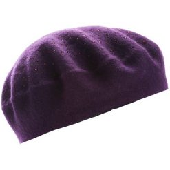 Ciemnofioletowy Beret Free Spirit. Fioletowe berety damskie Multu, bez wzorów. Za 29,99 zł.